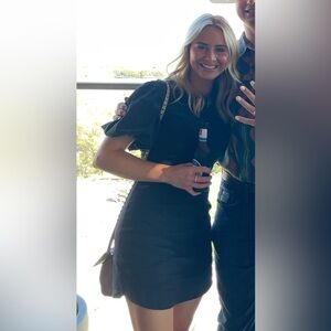 ALC black puff sleeve mini dress